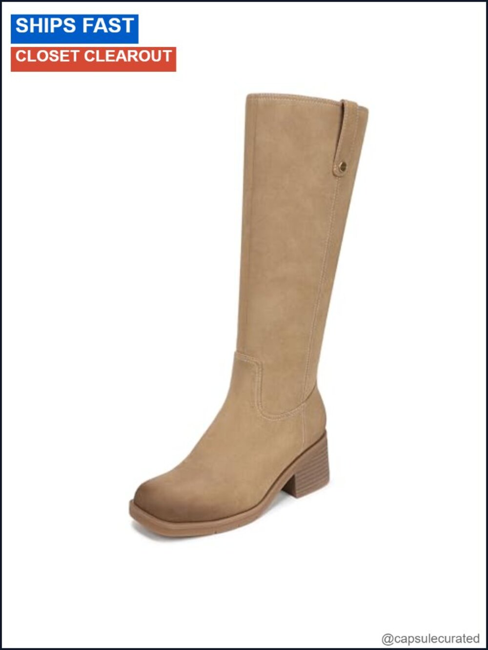 Faux Leather Knee High Riding Boots w/ Zip